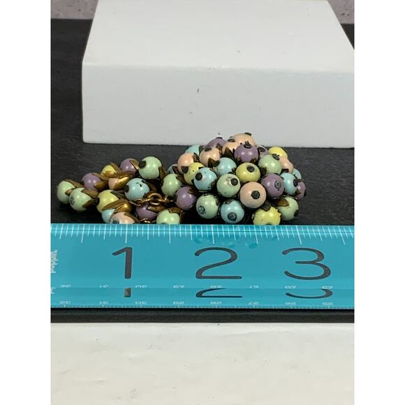 Miriam Haskell Vintage Early Dangle‎ Glass Pastel Brooch 3" Read Condition - Picture 8 of 8